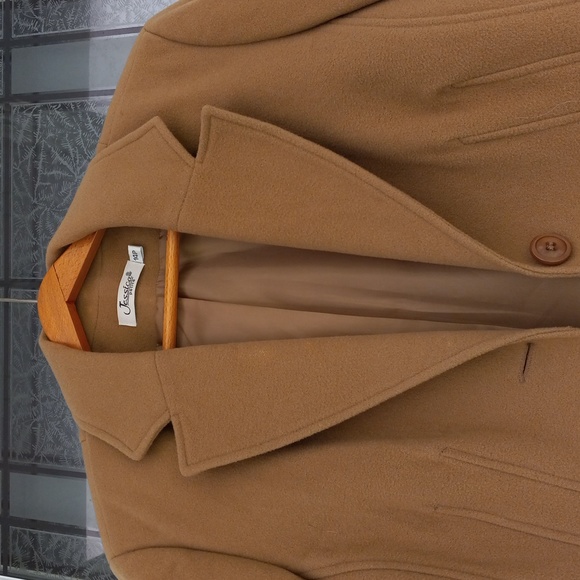 Jessica Wool Cashmere blend Tan Blazer Size 14P Lined, Faux Pockets Excel. Cond. - Picture 3 of 11